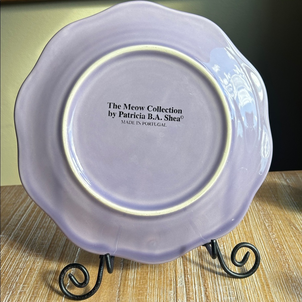 SALE Portugal The Meow Collection Patricia BA Shea Purple Majolica Cat Plates - Picture 5 of 16